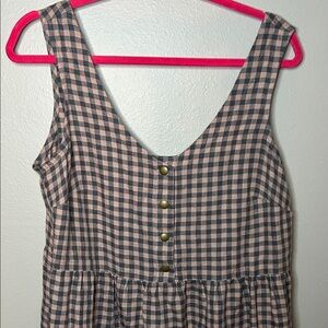 notPERFECTLINEN Pink and Gray Gingham Midi Dress